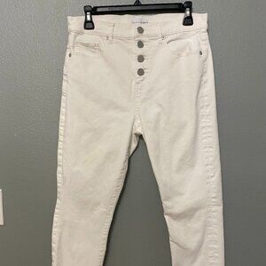 Loft White Five Button Straight Jeans